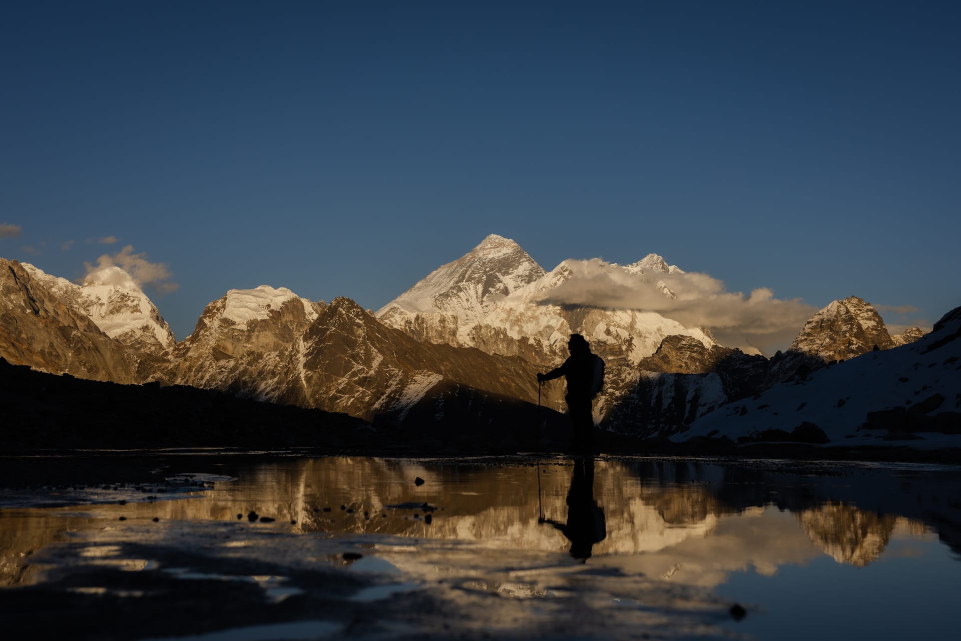 Himalayan mountain trail in Nepal at sunrise